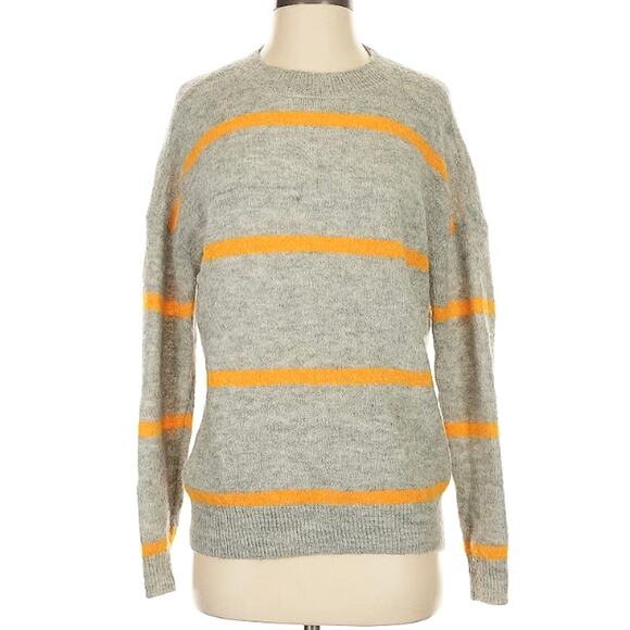MSCH Copenhagen Femme Alpaca Stripe Crewneck Sweater Gray Orange S - Picture 4 of 11